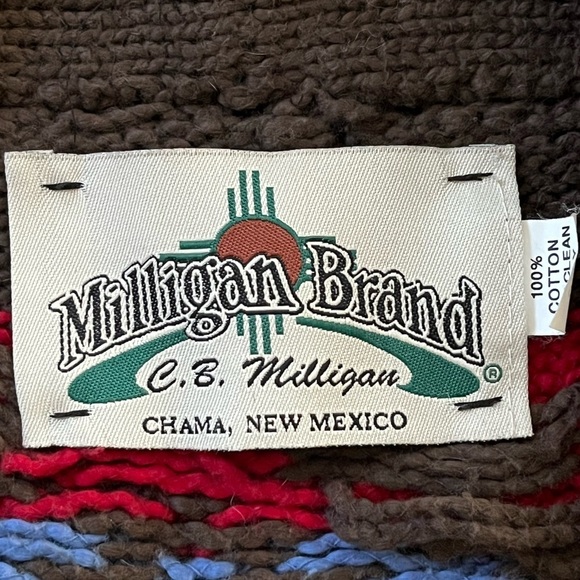 Vintage MILLIGAN BRAND KNITS Chunky Southwestern Hand Knit Vest XL Made in USA - Picture 9 of 12